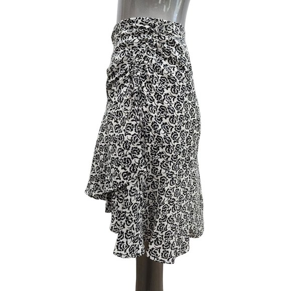 A.L.C. NWT Black White Flutter Tie Silk ALC Skirt 2 - Picture 3 of 6